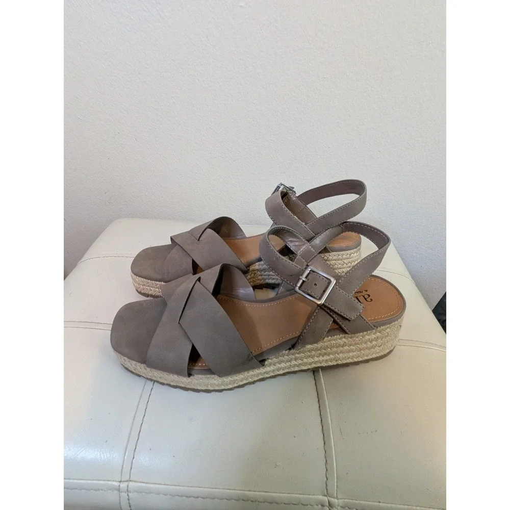 a.n.a‎ a new approach Taupe Faux Suede Espadrille Platform Wedge Sandals Mens 8